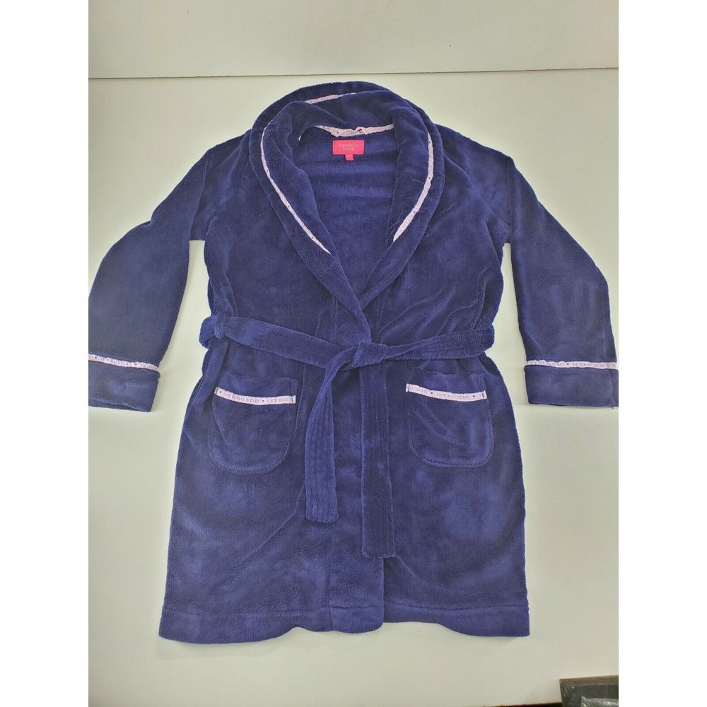 Victoria's Secret Mid Length Plush  Fleece Robe Bathrobe Size Small Purple